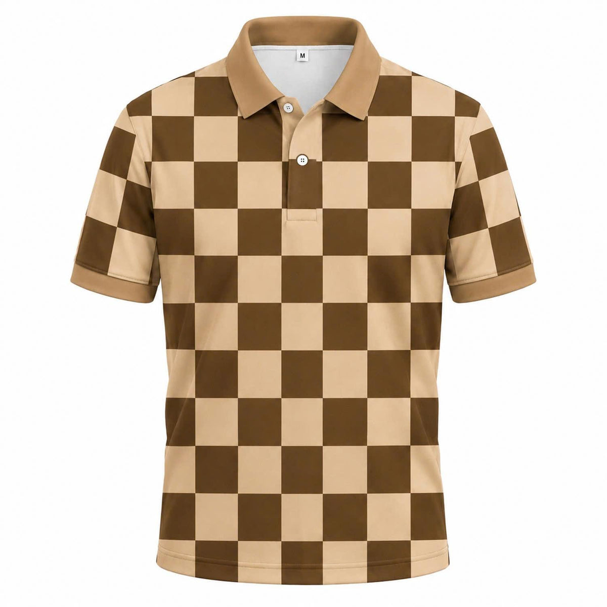 Retro Checker Polo Shirt, Vintage Chessboard Pattern, Unisex Casual Top