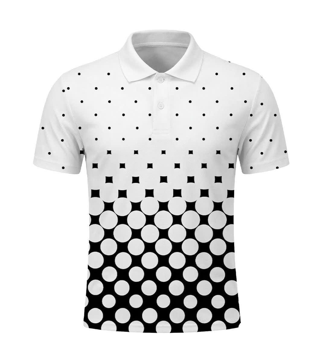 Men's Athletic Golf Polo 18 – Geometric Dot Gradient Polo Shirt