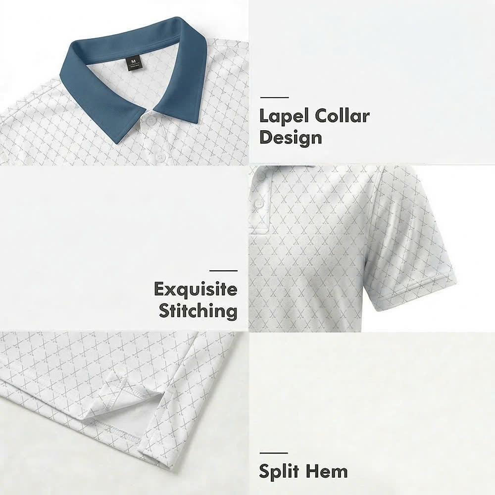 Men's Golf Polo Shirt 08 – Crossed Clubs Diamond Pattern Athletic Apparel
