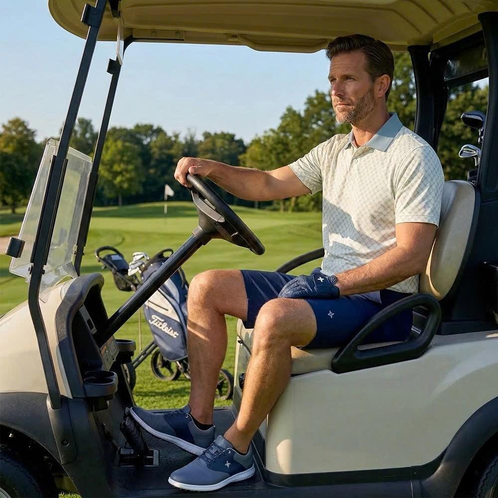 Men's Golf Polo Shirt 08 – Crossed Clubs Diamond Pattern Athletic Apparel