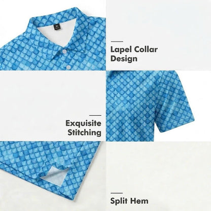 Men’s Athletic Golf Polo 04 – Blue Argyle Diamond Pattern Polo Shirt
