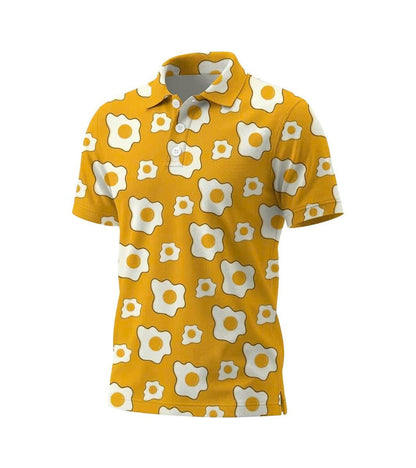 Men’s Athletic Golf Polo 13 – Yellow Fried Egg Pattern Polo Shirt