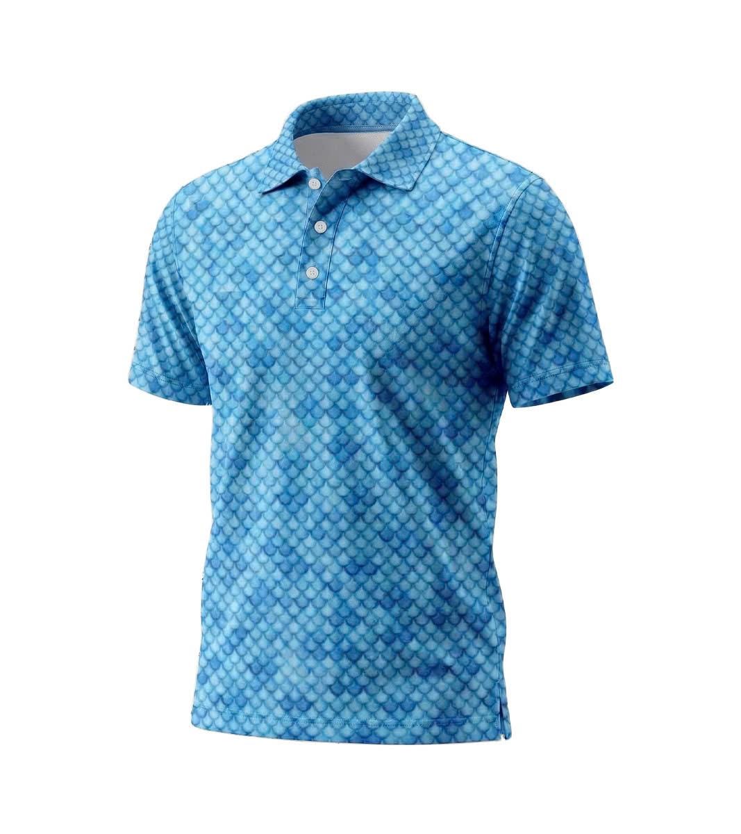 Men’s Athletic Golf Polo 04 – Blue Argyle Diamond Pattern Polo Shirt