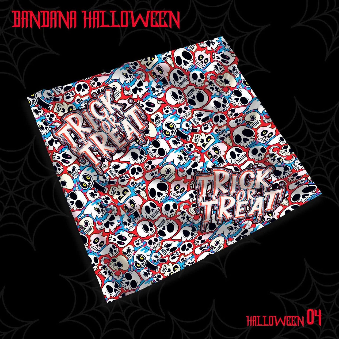 Halloween Bandana Scarf – Spooky Ghosts, Skulls, Pumpkins Print – Square Headband, Dog Scarf, Costume Accessory