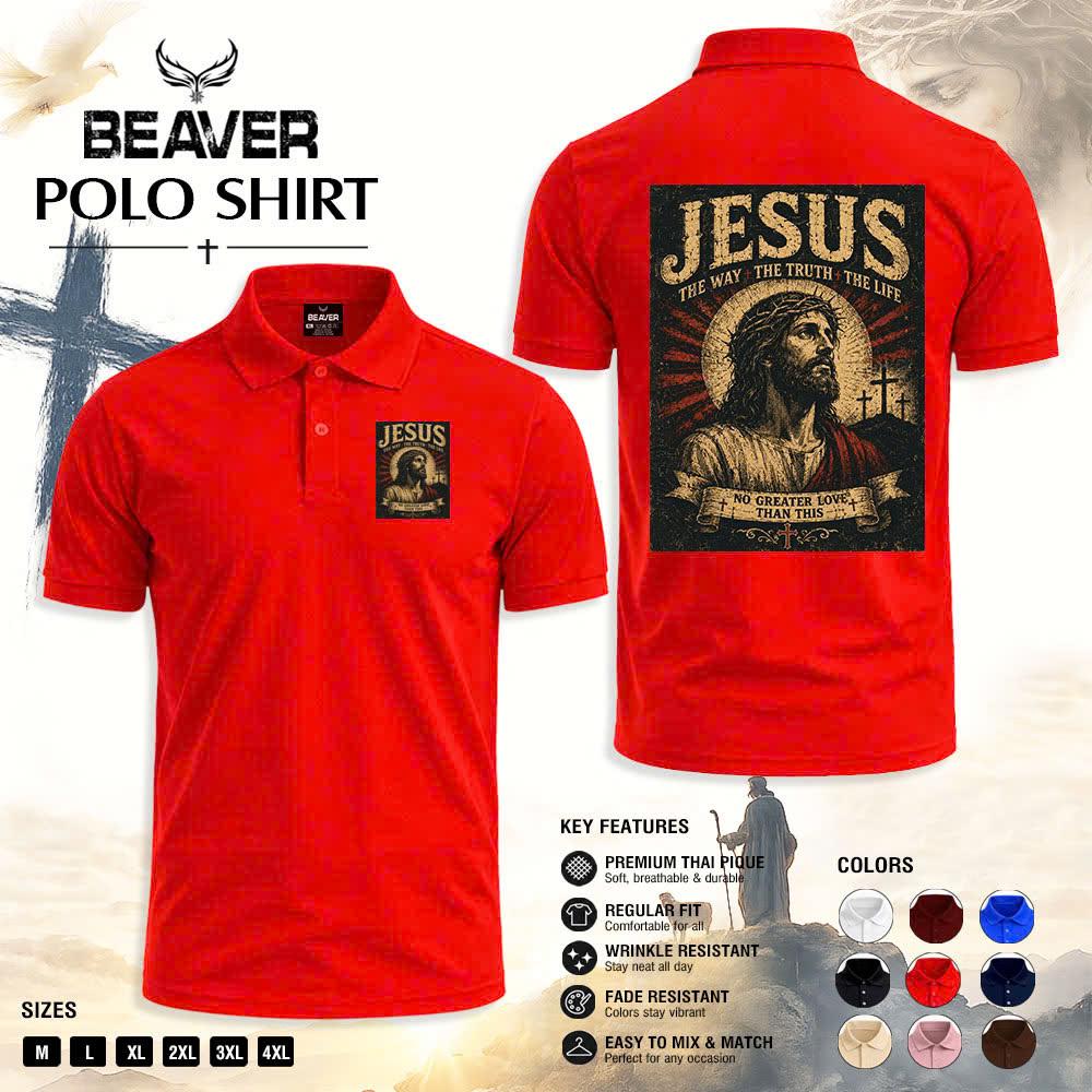 Jesus The Way The Truth The Life Christian Polo Shirt, Religious Cross Graphic, Church & Everyday Wear