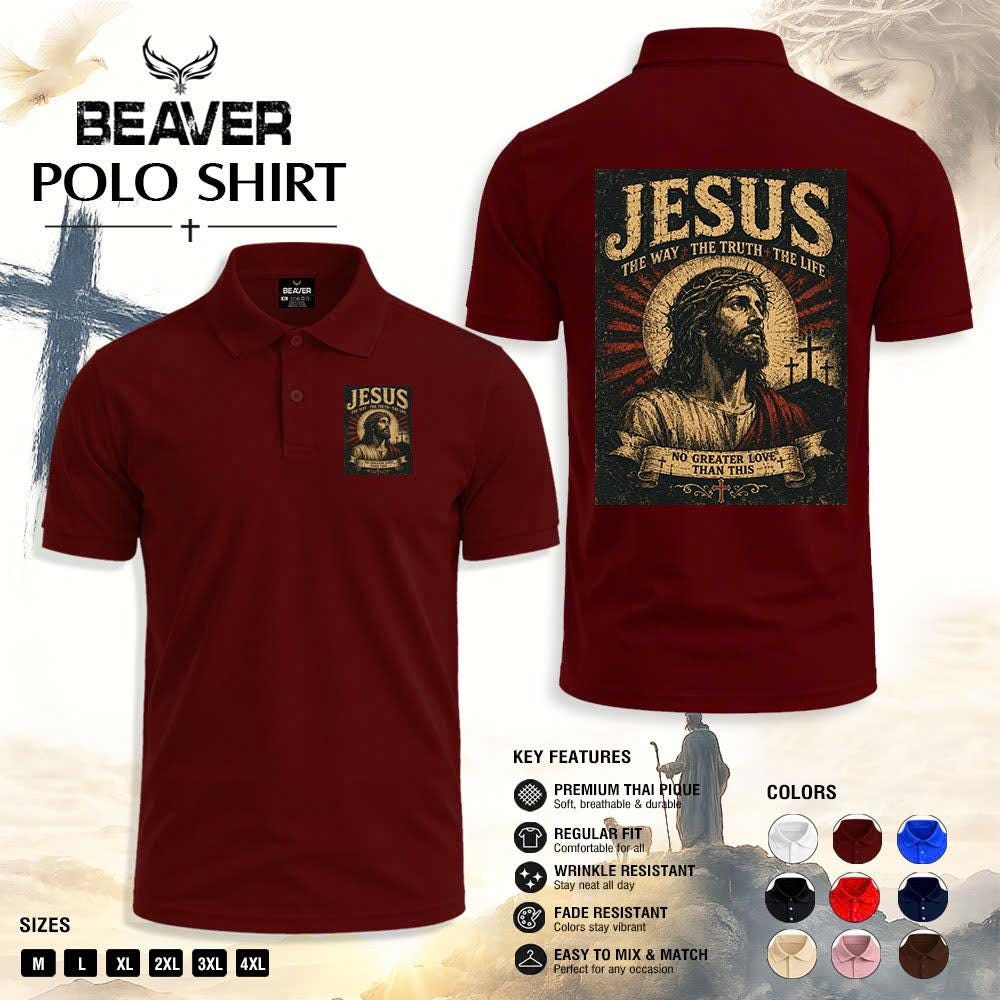 Jesus The Way The Truth The Life Christian Polo Shirt, Religious Cross Graphic, Church & Everyday Wear