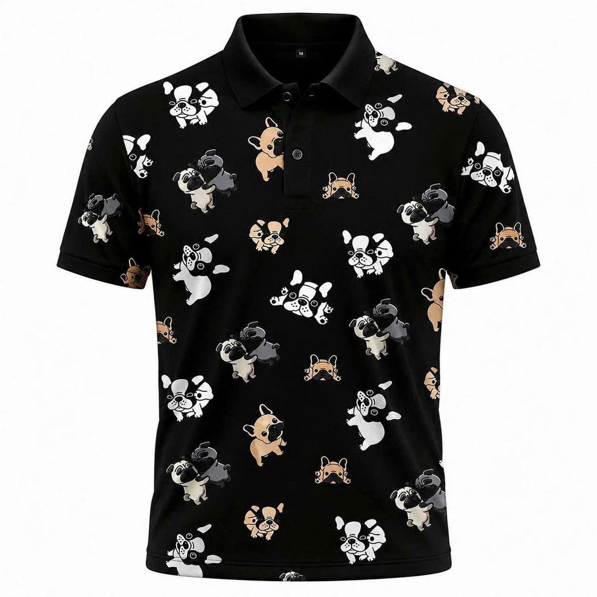 French Bulldog Print Polo, Frenchie Dog Lover Gift, Puppy Pattern Apparel, Unisex Top