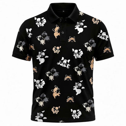 French Bulldog Print Polo, Frenchie Dog Lover Gift, Puppy Pattern Apparel, Unisex Top