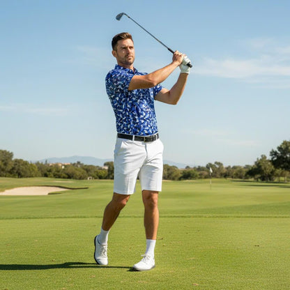 Men’s Athletic Golf Polo 15 – Blue Pin-up Girl Camo Pattern Polo Shirt