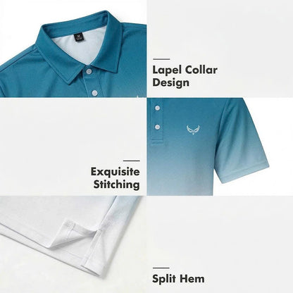 Men’s Athletic Golf Polo 17 – Ocean Blue Gradient Polo Shirt