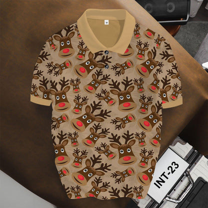 Funny Reindeer Polo Shirt, Christmas Holiday Outfit