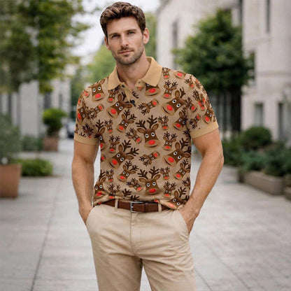 Funny Reindeer Polo Shirt, Christmas Holiday Outfit