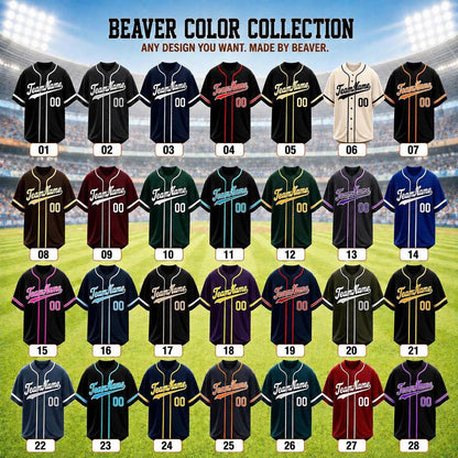 Custom Baseball Jerseys – Personalized Name and Number – Solid, Striped and Gradient Styles