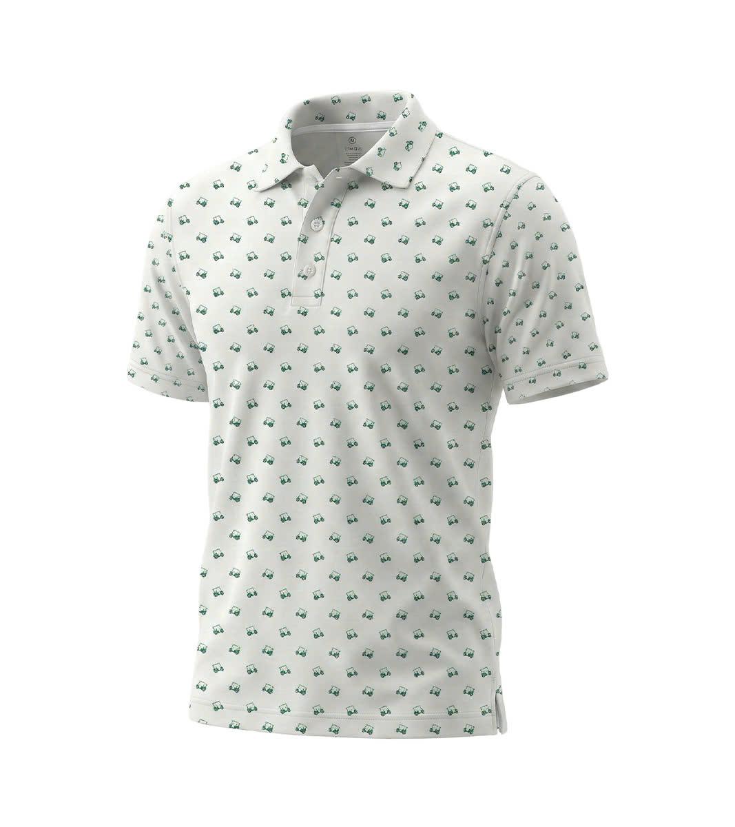 Men’s Athletic Golf Polo 06 – Green Golf Cart Pattern, Sport Fit