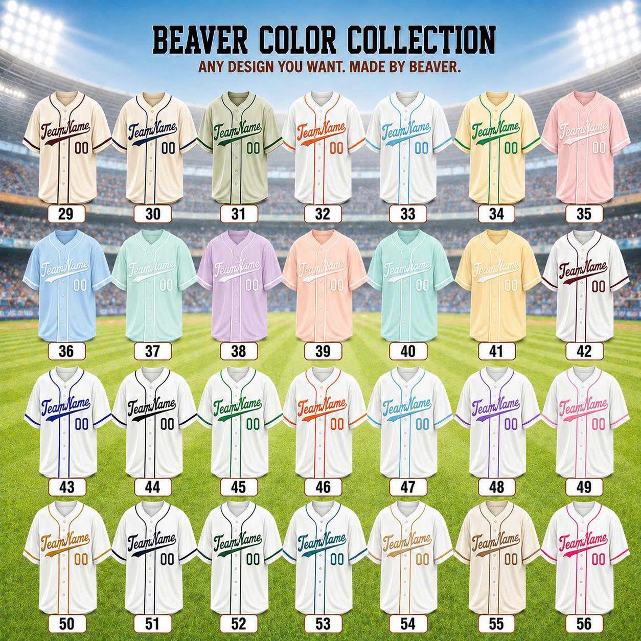 Custom Baseball Jerseys – Personalized Name and Number – Solid, Striped and Gradient Styles