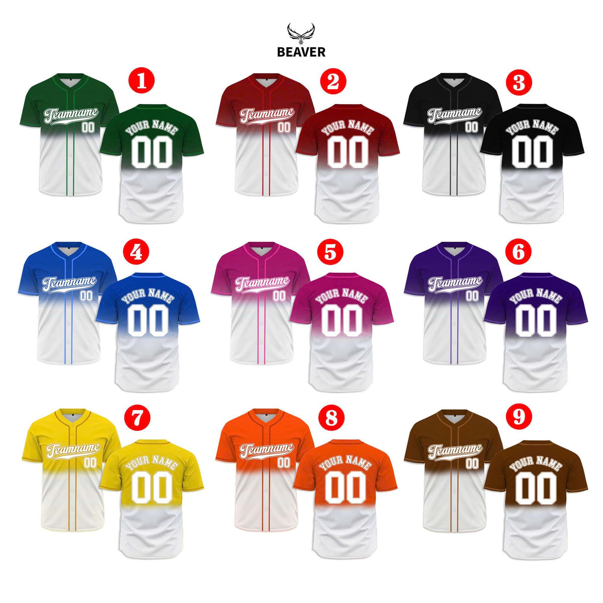Custom Ombre Baseball Jersey – Personalized Two-Tone Sports Shirt