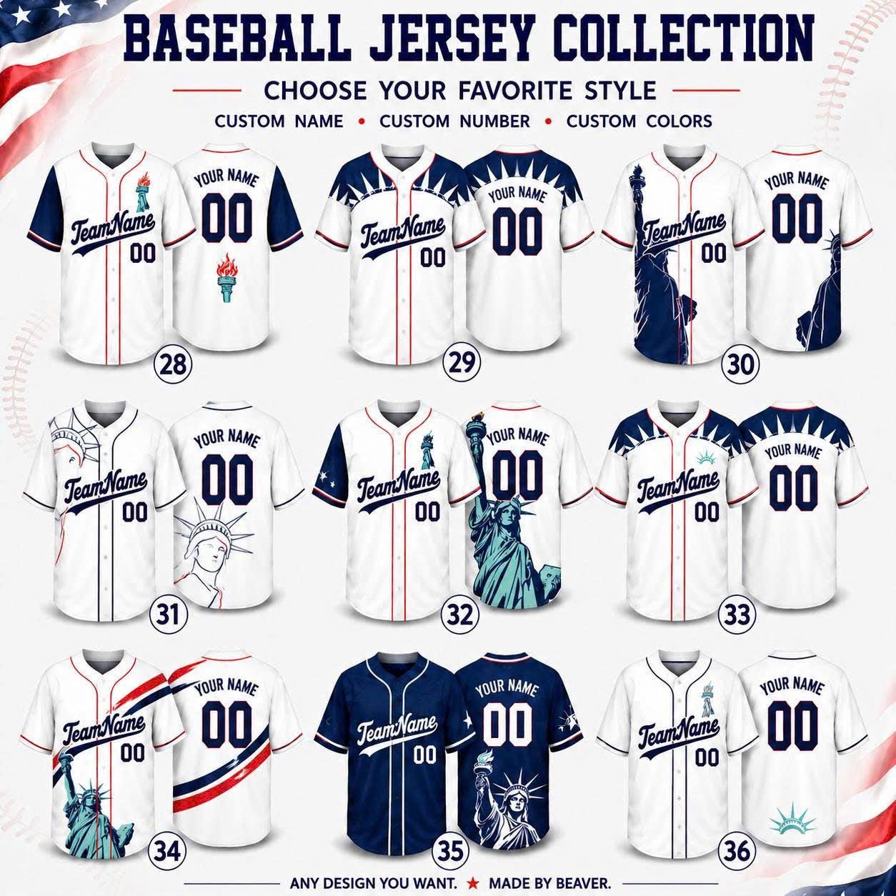 Custom American Flag Baseball Jersey, Personalized Team Name Number, Patriotic USA 4th July
