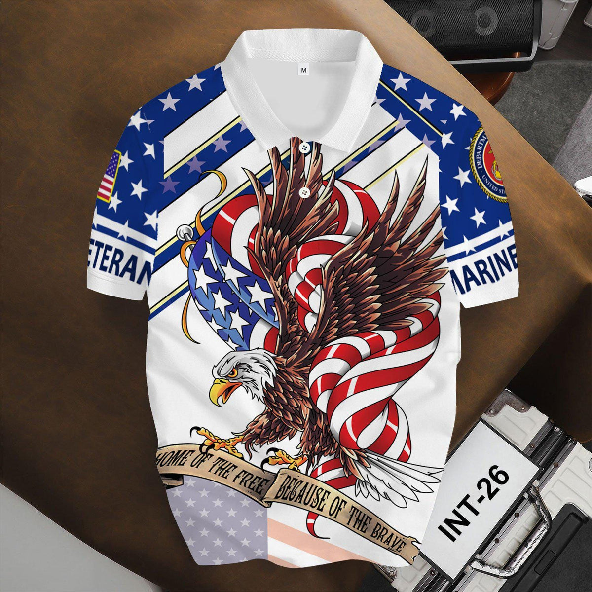 US Marines Veteran Polo Shirt – American Eagle Flag Patriotic Military Gift