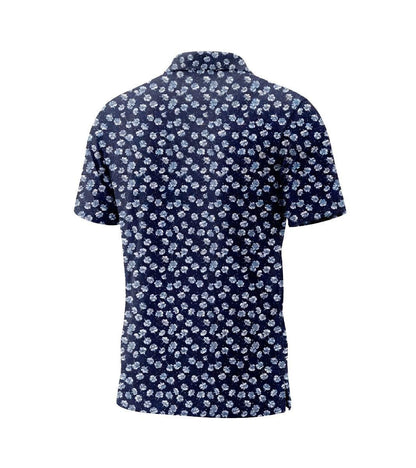 Men’s Athletic Golf Polo 03 – Navy Floral Dot Pattern Polo Shirt