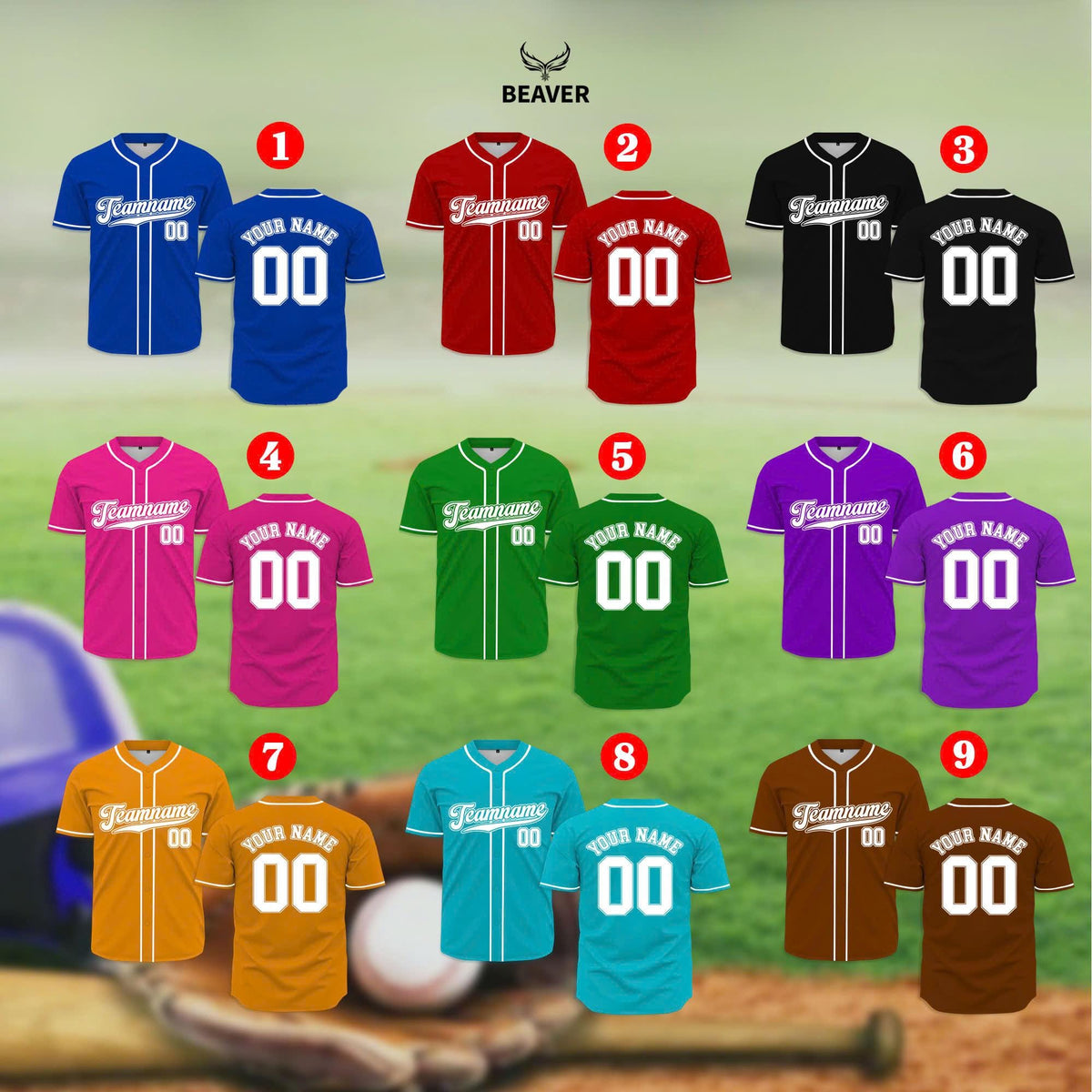 Custom Solid Color Baseball Jersey with Name & Number – Personalized Sports Shirt, Unisex Gamewear