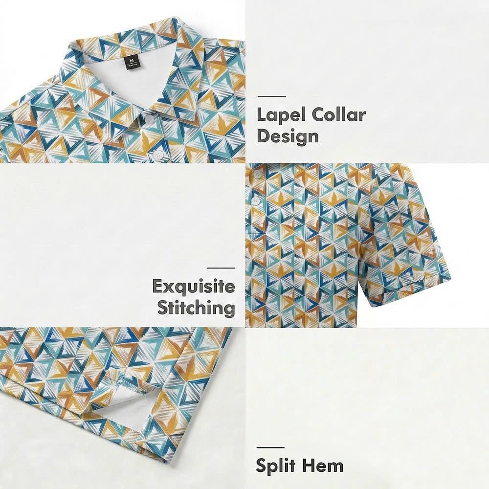 Men’s Athletic Golf Polo 01 – Triangle Pattern Performance Shirt