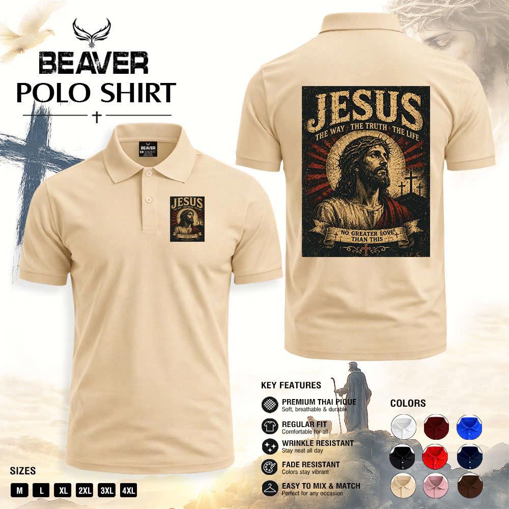 Jesus The Way The Truth The Life Christian Polo Shirt, Religious Cross Graphic, Church & Everyday Wear