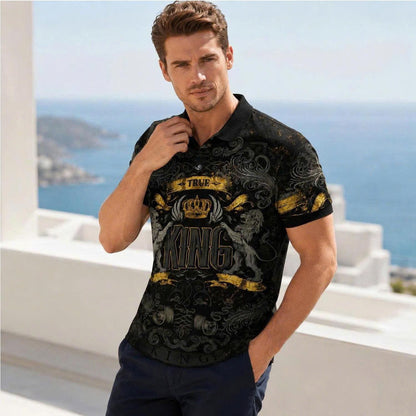 Men's King Lion Crown Polo Shirt – Bold Royal Design, Comfortable Fit, Statement Streetwear
