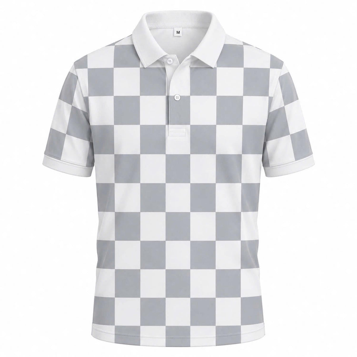 Retro Checker Polo Shirt, Vintage Chessboard Pattern, Unisex Casual Top