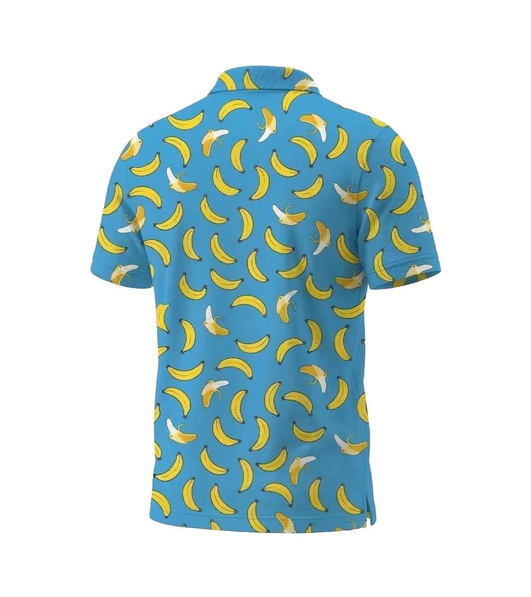 Men’s Athletic Golf Polo 10 – Blue Banana Fruit Pattern Polo Shirt