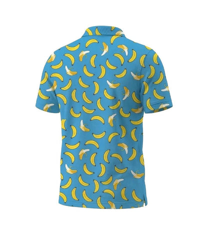 Men’s Athletic Golf Polo 10 – Blue Banana Fruit Pattern Polo Shirt