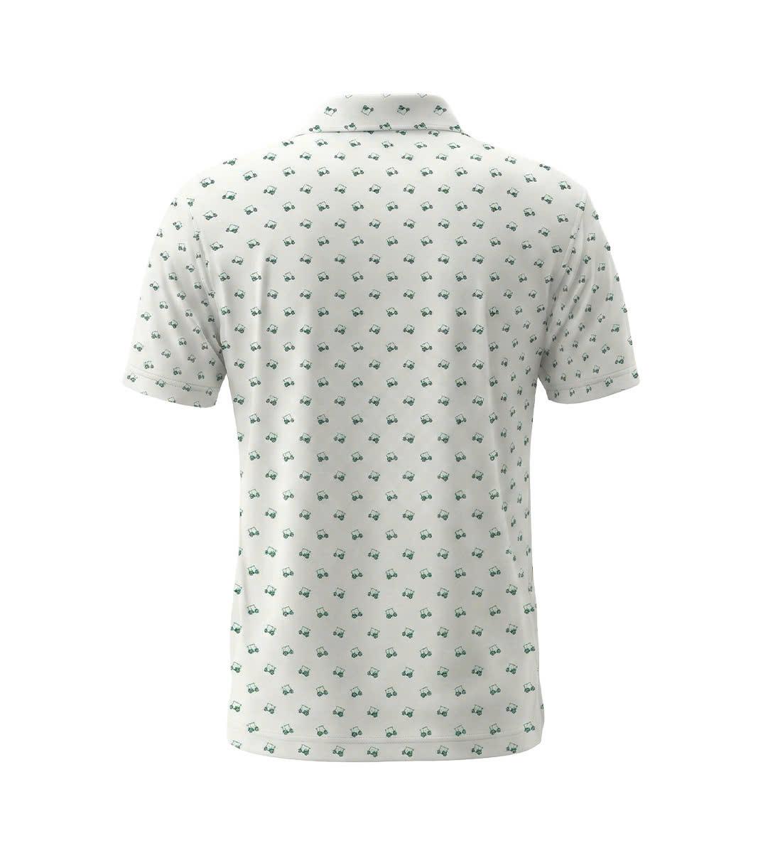 Men’s Athletic Golf Polo 06 – Green Golf Cart Pattern, Sport Fit