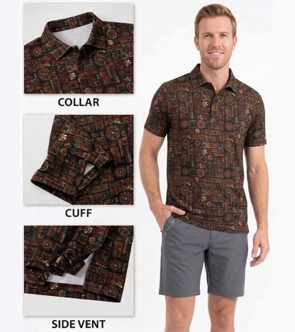 Men’s Athletic Golf Polo 02 – Tribal Geometric Pattern Polo Shirt