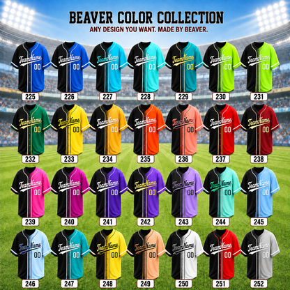 Custom Baseball Jerseys – Personalized Name and Number – Solid, Striped and Gradient Styles