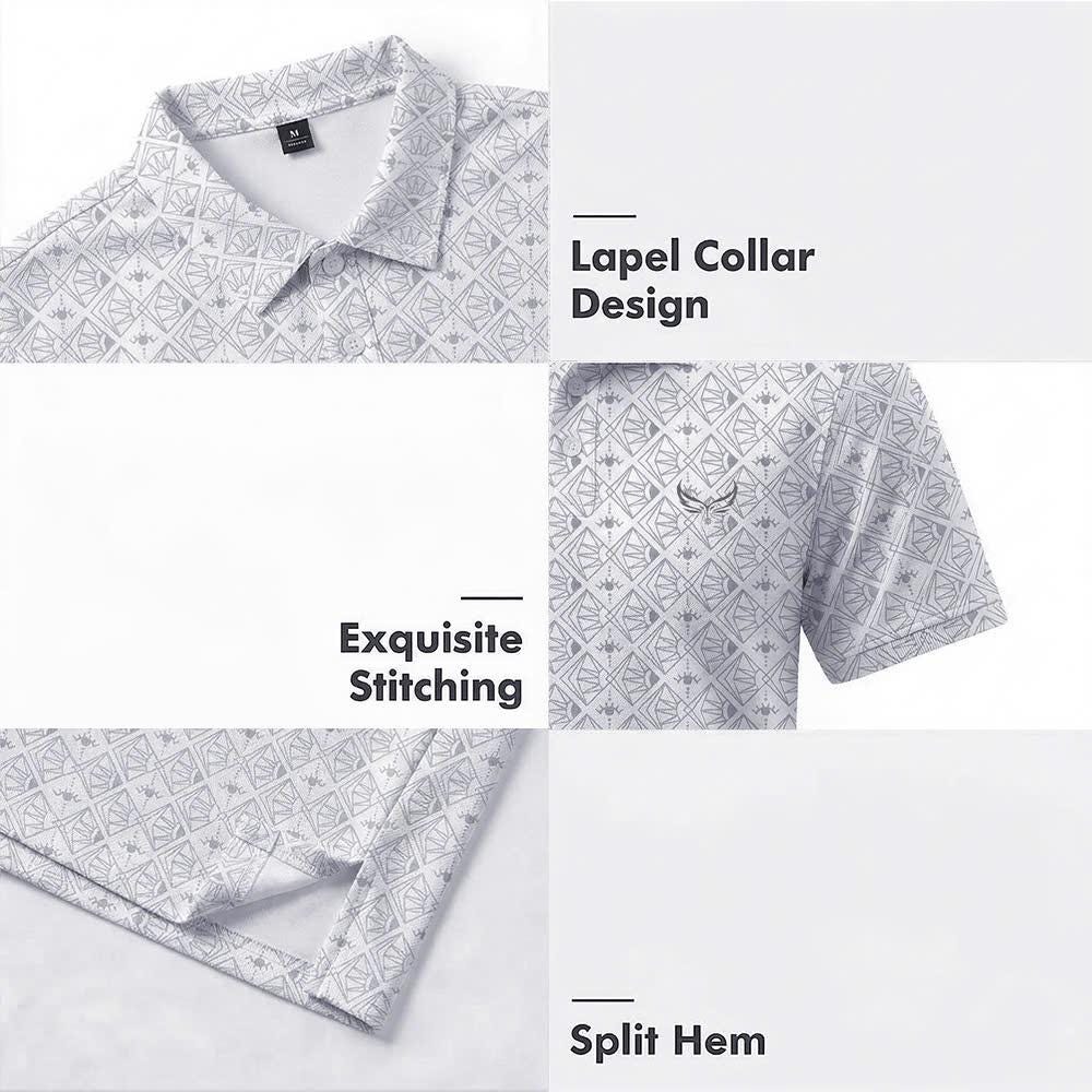 Men’s Athletic Golf Polo 12 – Art Deco Diamond Fan Pattern Polo Shirt