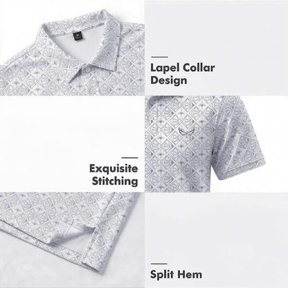 Men’s Athletic Golf Polo 12 – Art Deco Diamond Fan Pattern Polo Shirt