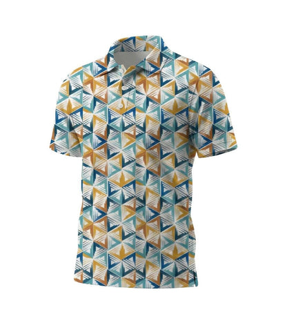 Men’s Athletic Golf Polo 01 – Triangle Pattern Performance Shirt