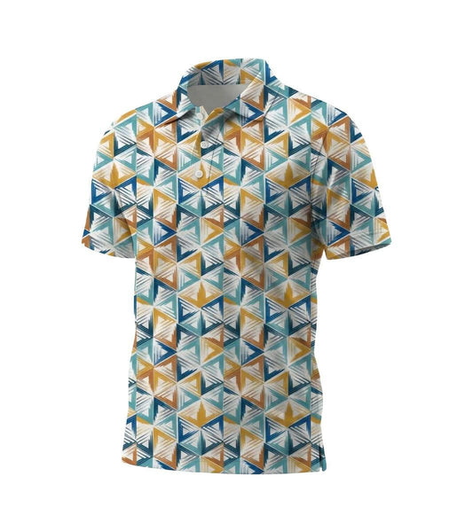 Men’s Athletic Golf Polo 01 – Triangle Pattern Performance Shirt