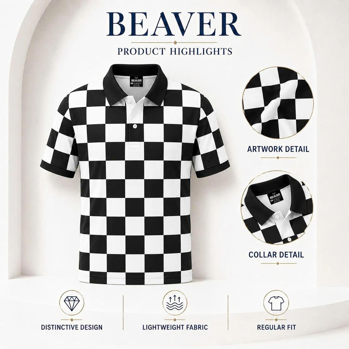 Retro Checker Polo Shirt, Vintage Chessboard Pattern, Unisex Casual Top