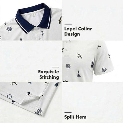 Men's Athletic Golf Polo 19 – Coastal Lighthouse & Seagull Polo Shirt