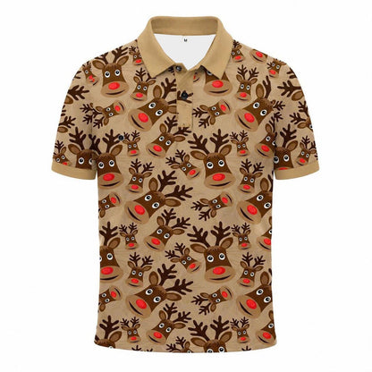 Funny Reindeer Polo Shirt, Christmas Holiday Outfit