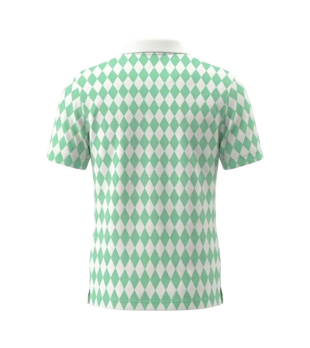 Men’s Athletic Golf Polo 07 – Green Diamond Harlequin Pattern Polo Shirt