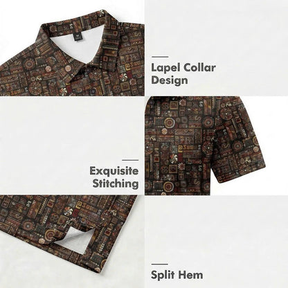 Men’s Athletic Golf Polo 02 – Tribal Geometric Pattern Polo Shirt