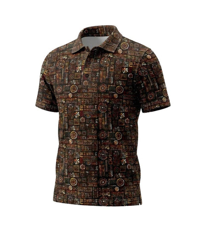 Men’s Athletic Golf Polo 02 – Tribal Geometric Pattern Polo Shirt