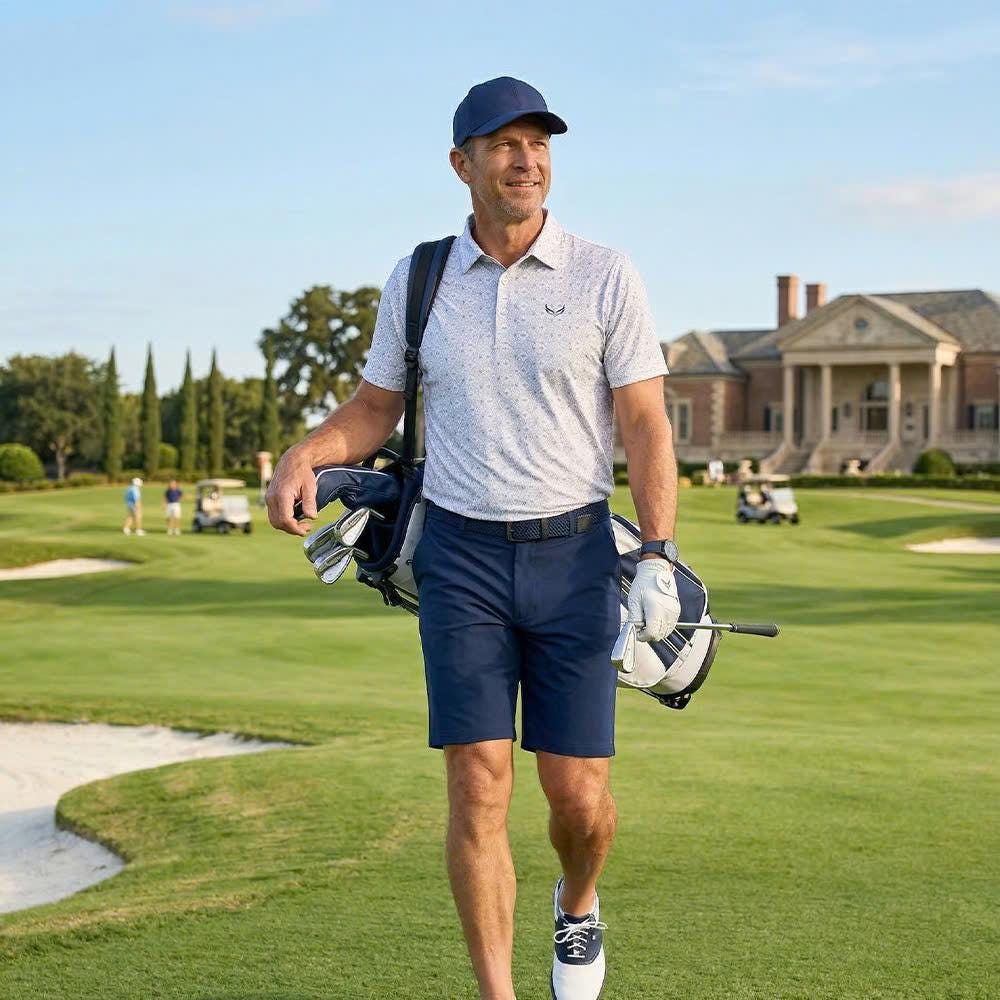 Men’s Athletic Golf Polo 12 – Art Deco Diamond Fan Pattern Polo Shirt