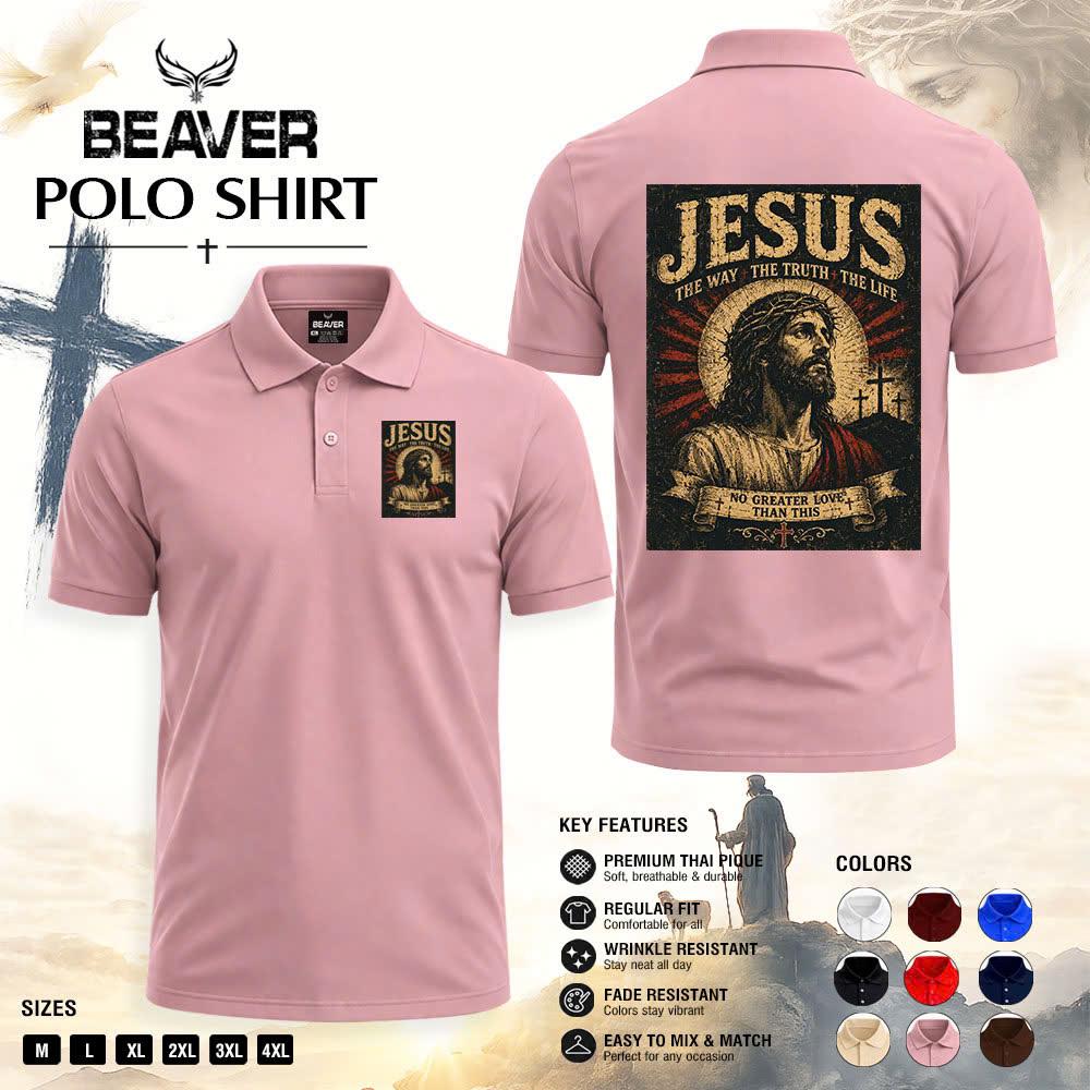 Jesus The Way The Truth The Life Christian Polo Shirt, Religious Cross Graphic, Church & Everyday Wear