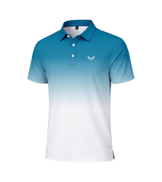 Men’s Athletic Golf Polo 17 – Ocean Blue Gradient Polo Shirt