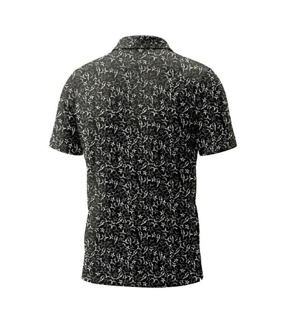 Men’s Athletic Golf Polo 11 – Black Star and Lightning Bolt Pattern Polo Shirt