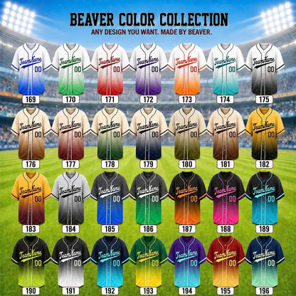 Custom Baseball Jerseys – Personalized Name and Number – Solid, Striped and Gradient Styles