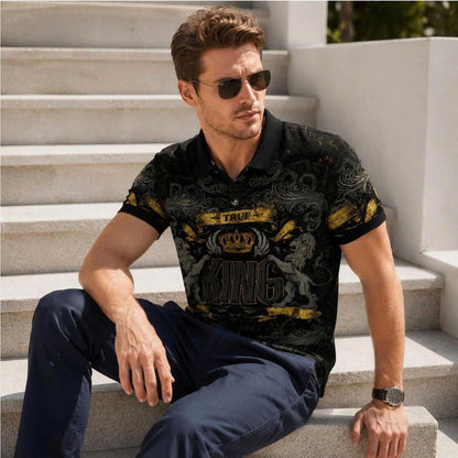 Men's King Lion Crown Polo Shirt – Bold Royal Design, Comfortable Fit, Statement Streetwear