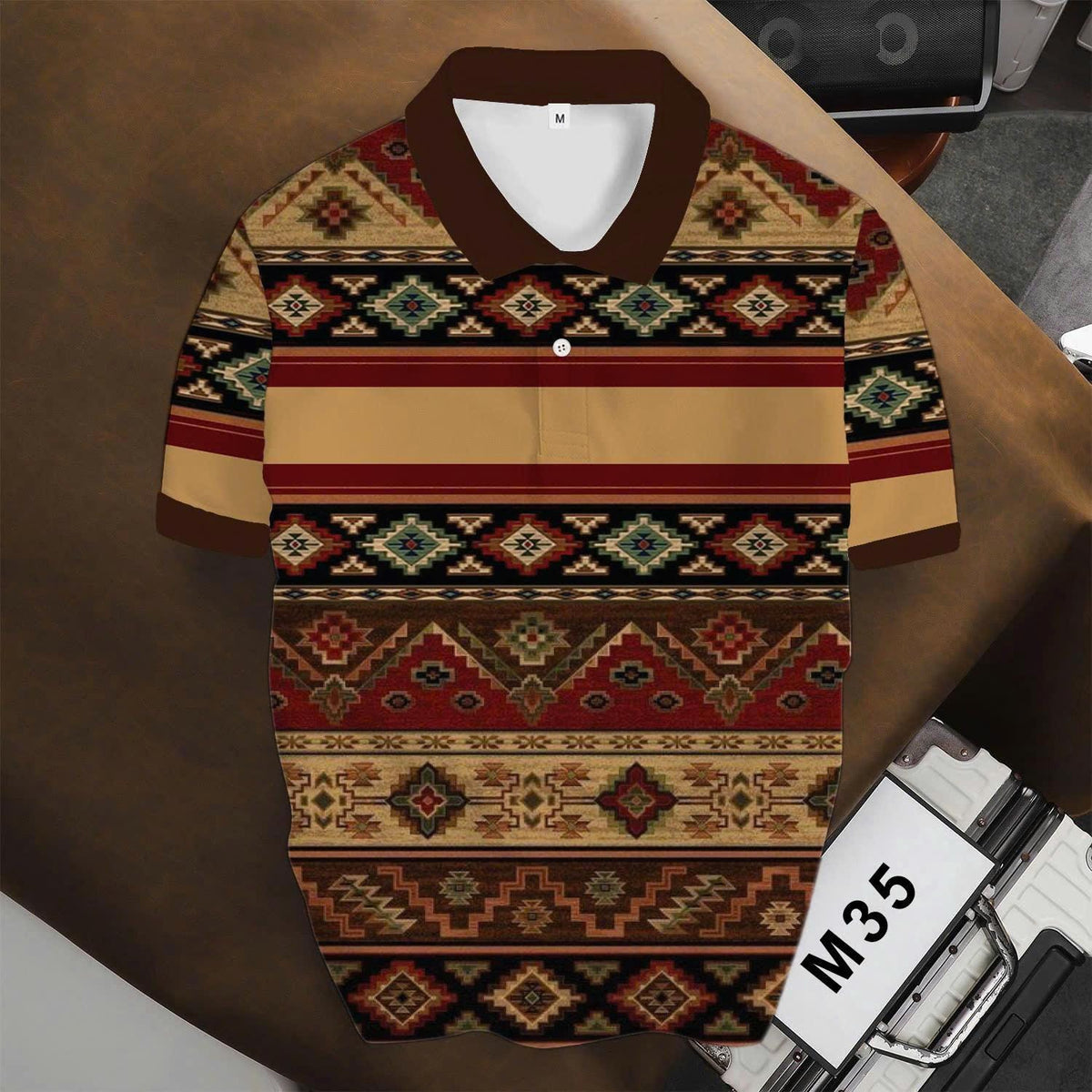 Tribal Aztec Polo Shirt – Southwestern Navajo Men’s Top